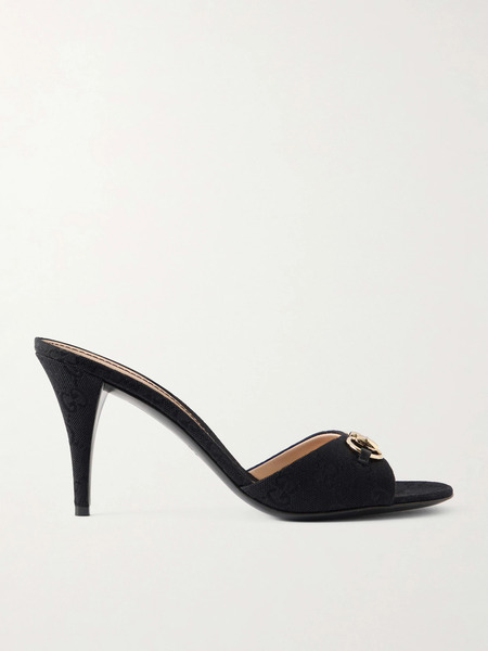  Gucci Gucci - Horsebit-embellished Canvas-jacquard Mules - Black 