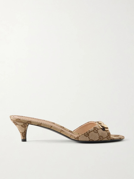  Gucci Gucci - Horsebit-embellished Canvas-jacquard Sandals - Beige 