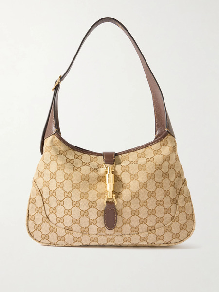  Gucci Gucci - Jackie 1961 Medium Leather-trimmed Canvas-jacquard Shoulder Bag - Beige 