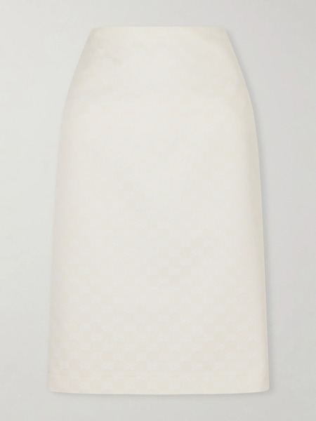  Gucci Gucci - Jacquard-gabardine Midi Skirt - Off-white 