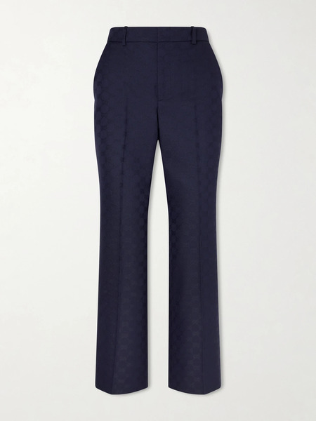  Gucci Gucci - Jacquard-twill Tapered Pants - Navy 