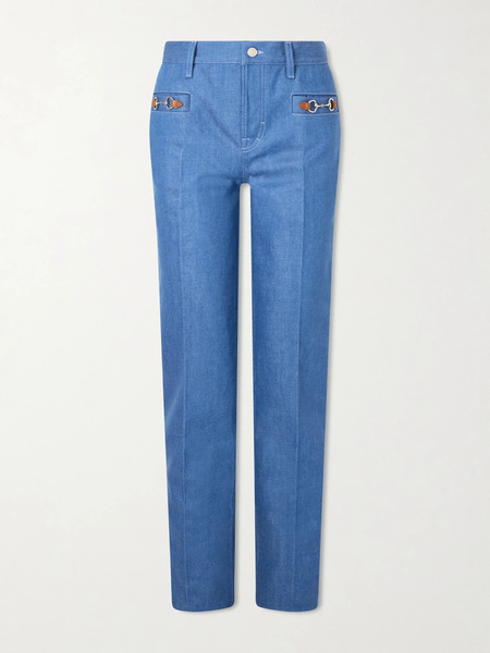  Gucci Gucci - Kate Horsebit-embellished Straight-leg Jeans - Blue 