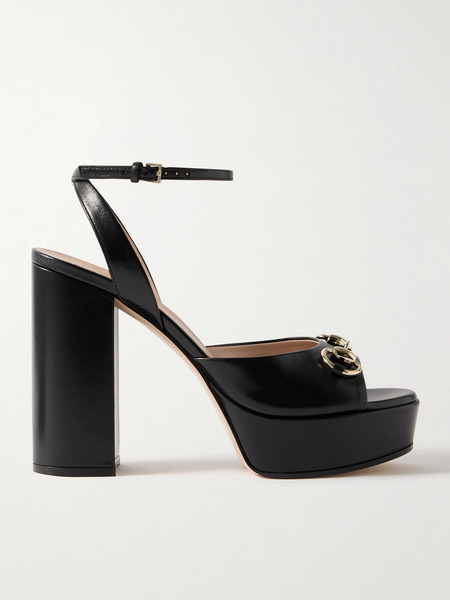  Gucci Gucci - Lady Horsebit-detailed Leather Platform Sandals - Black 