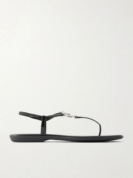  Gucci Gucci - Logo-embellished Leather Thong Sandals - Black 