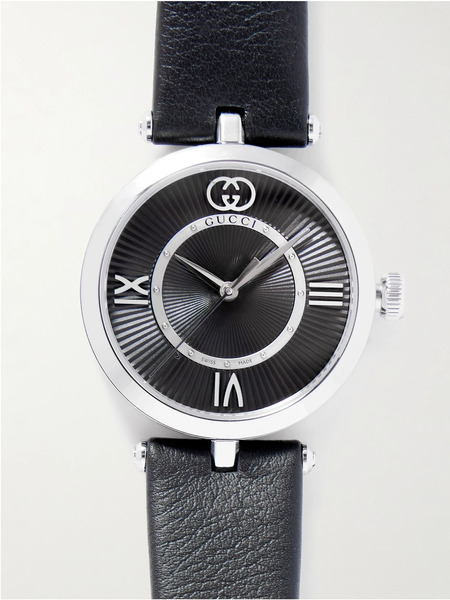  Gucci Gucci - Model 2000 30mm Stainless Steel And Leather Watch - Black 