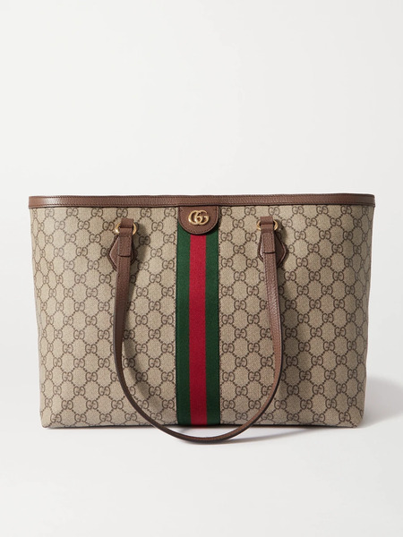  Gucci Gucci - Ophidia Medium Leather-trimmed Printed Coated-canvas Tote - Brown 