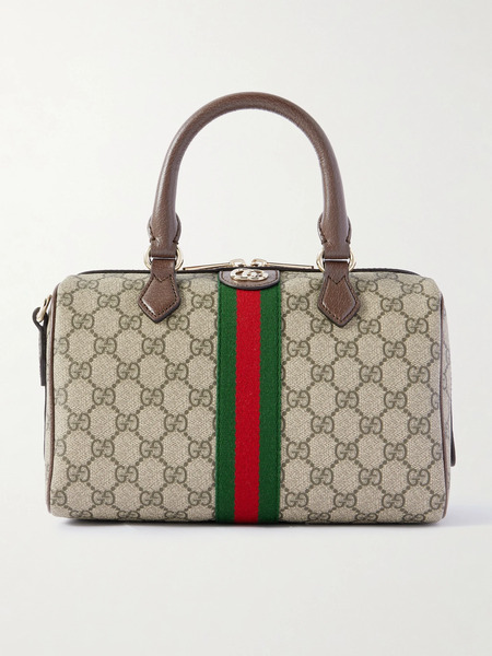  Gucci Gucci - Ophidia Textured Leather And Webbing-trimmed Printed Coated-canvas Tote - Beige 