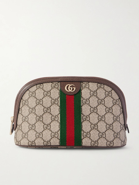  Gucci Gucci - Ophidia Webbing And Leather-trimmed Coated Canvas Cosmetics Case - Beige 