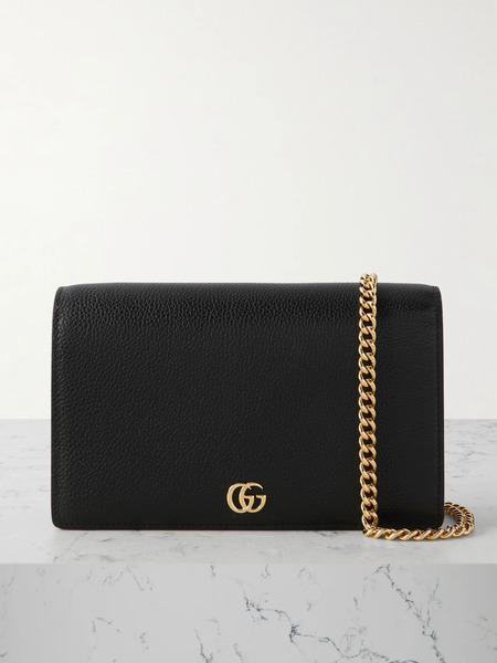  Gucci Gucci - Petite Marmont Textured-leather Wallet - Black 