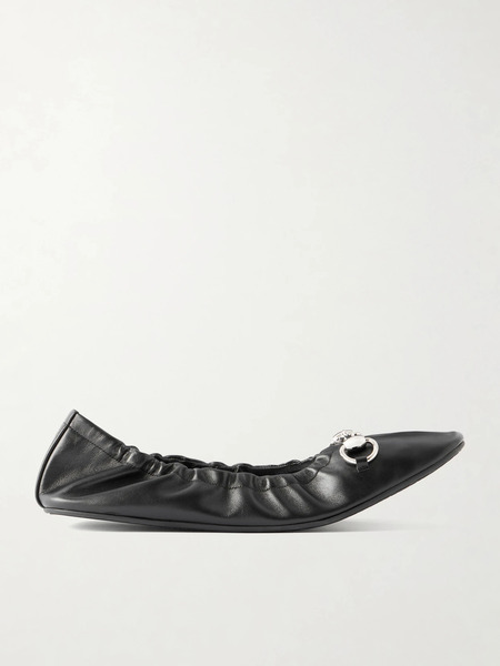  Gucci Gucci - Prima Horsebit-embellished Leather Ballet Flats - Black 