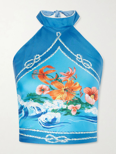  Gucci Gucci - Printed Silk-twill Tank - Blue 