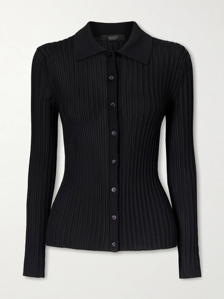  Gucci Gucci - Ribbed-knit Cardigan - Black 
