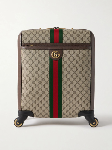  Gucci Gucci - Savoy Leather-trimmed Printed Coated-canvas Suitcase - Brown 