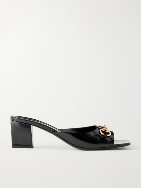  Gucci Gucci - Signora Horsebit-embellished Leather Sandals - Black 