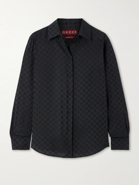  Gucci Gucci - Silk-jacquard Shirt - Black 
