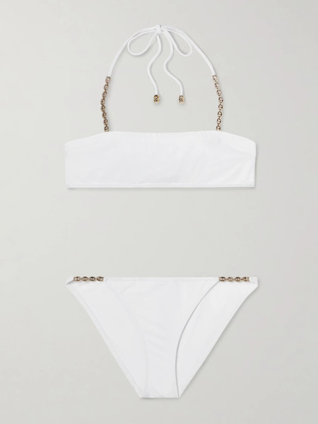  Gucci Gucci - Sparkling Chain-trimmed Bikini - White 
