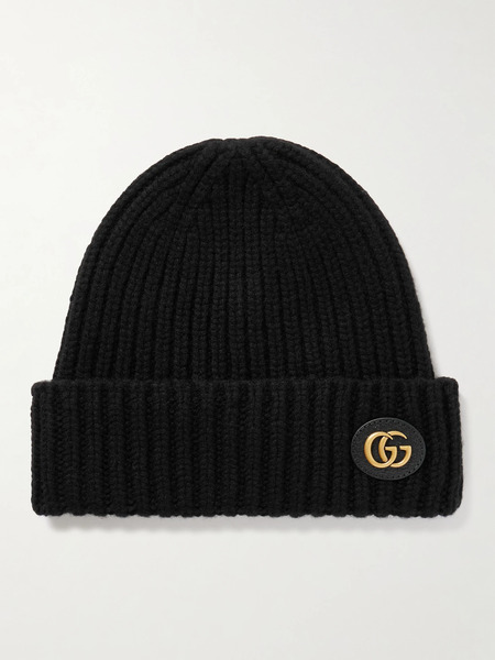  Gucci Gucci - Victor Appliquéd Ribbed Wool And Cashmere-blend Beanie - Black 