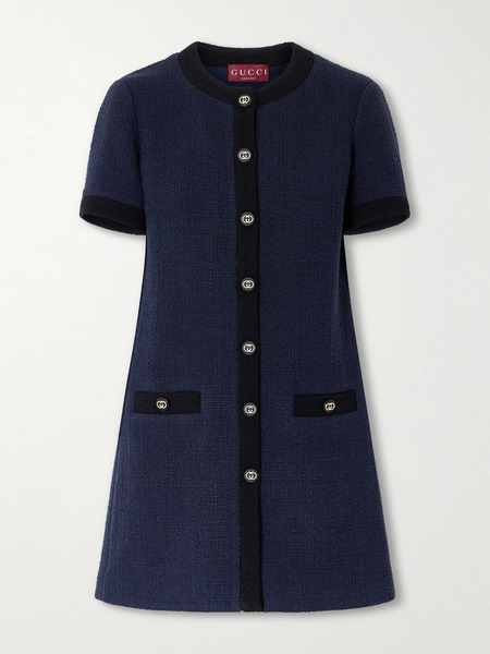  Gucci Gucci - Wool-blend Bouclé Mini Dress - Blue 