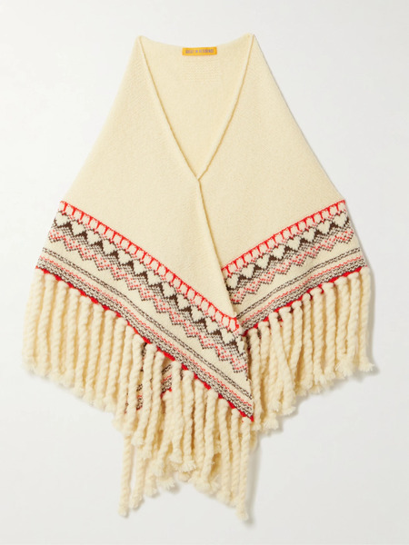  Guest In Residence Guest In Residence - Cloud Chalet Fringed Fair Isle Wool And Cashmere-blend Shawl - Pastel Yellow 