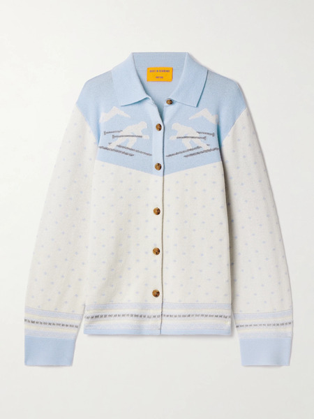  Guest In Residence Guest In Residence - Downhill Wool And Cashmere-blend Jacquard Cardigan - Blue 