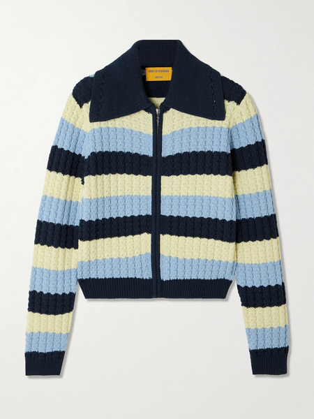  Guest In Residence Guest In Residence - Kirby Striped Cable-knit Cotton And Silk-blend Jacket - Multi 