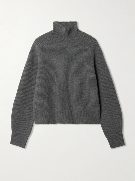  Guest In Residence Guest In Residence - Ribbed Cashmere Turtleneck Sweater - Charcoal 