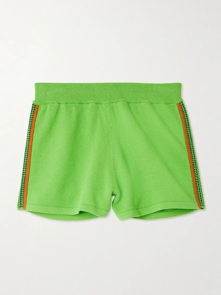  Guest In Residence Guest In Residence - Runner Striped Cotton And Cashmere-blend Shorts - Green 
