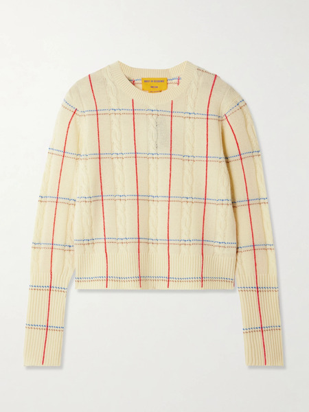  Guest In Residence Guest In Residence - Shrunken Checked Cashmere Sweater - Pastel Yellow 