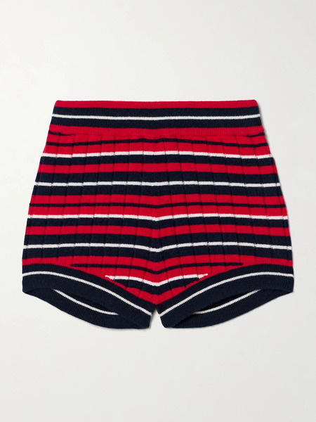  Guest In Residence Guest In Residence - Striped Ribbed Cashmere Shorts - Red 