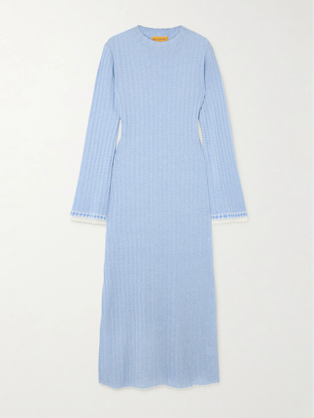  Guest In Residence Guest In Residence - Striped Silk And Linen-blend Maxi Dress - Blue 