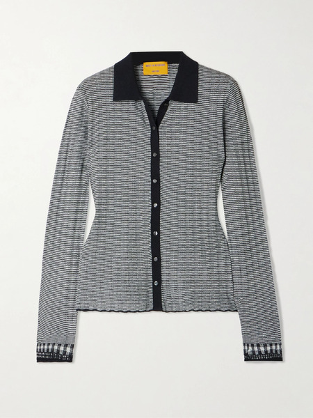  Guest In Residence Guest In Residence - Striped Silk And Linen-blend Shirt - Black 