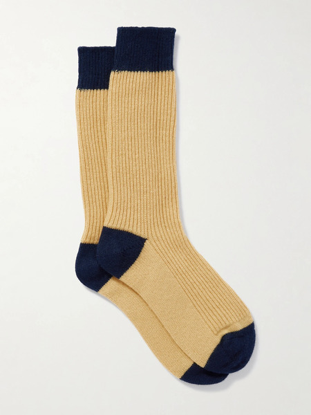  Guest In Residence Guest In Residence - Two-tone Ribbed Cashmere Socks - Yellow 