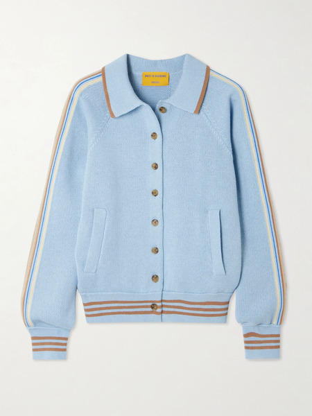  Guest In Residence Guest In Residence - Varsity Striped Cotton-blend Jacket - Light Blue 