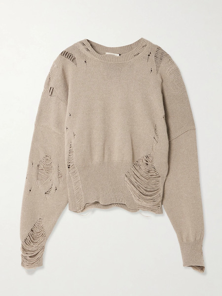  Haikure Haikure - Marcy Distressed Cotton And Wool-blend Sweater - Beige 