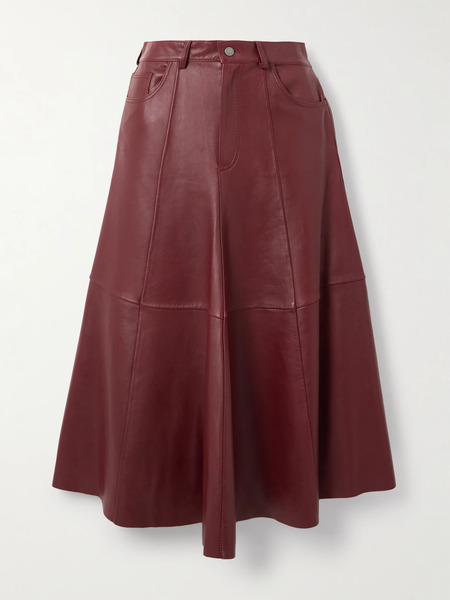  Haikure Haikure - Serenity Paneled Leather Midi Skirt - Red 