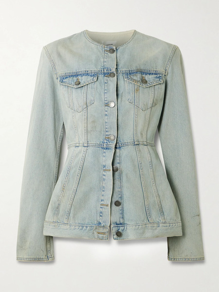  Haikure Haikure - Temple Distressed Denim Peplum Jacket - Light Denim 