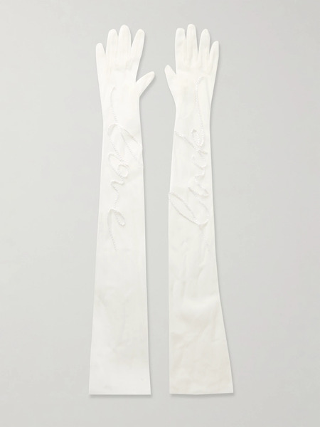  Halfpenny London Halfpenny London - Embroidered Tulle Gloves - Ivory 