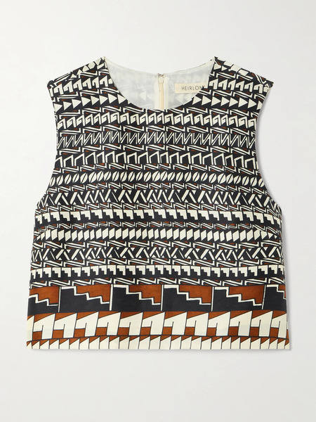  Heirlome Heirlome - + Alex Jurado Printed Silk-satin Tank - Ivory 
