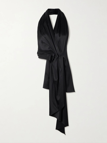  Heirlome Heirlome - Barbara Gathered Draped Silk-satin Halterneck Blouse - Black 