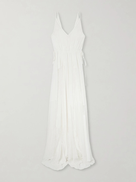  Heirlome Heirlome - Josephine Lace-trimmed Silk-georgette Maxi Dress - Ivory 