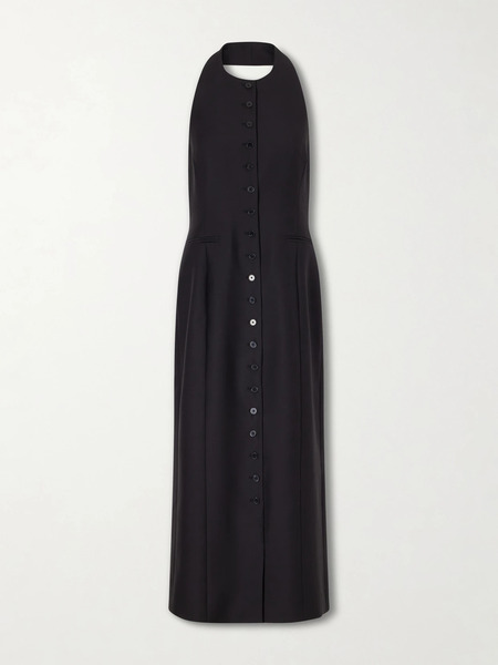  Heirlome Heirlome - Sarah Wool And Silk-blend Halterneck Midi Dress - Black 
