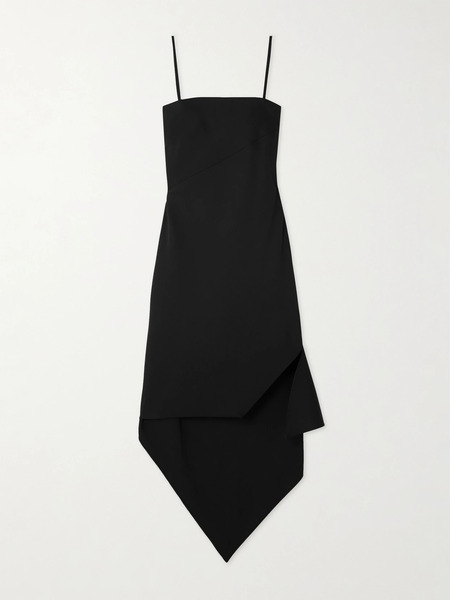  Helmut Lang Helmut Lang - Asymmetric Zip-detailed Wool Midi Dress - Black 
