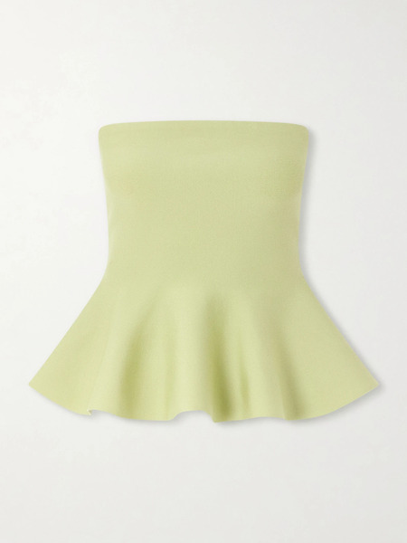  High Sport High Sport - Eric Strapless Wool-blend Peplum Top - Lime Green 