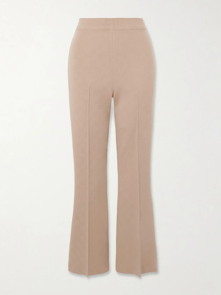  High Sport High Sport - Kick Cropped Stretch-cotton Flared Pants - Beige 