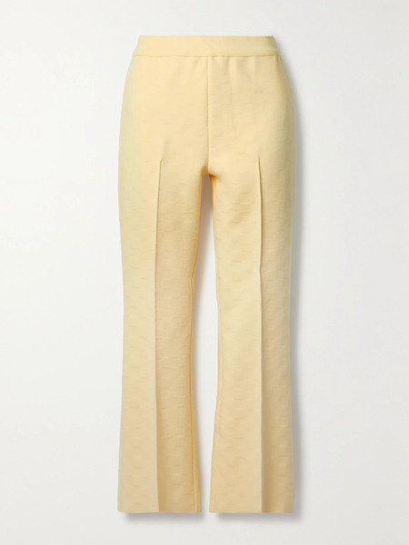  High Sport High Sport - Kick Cropped Stretch-cotton Flared Pants - Yellow 