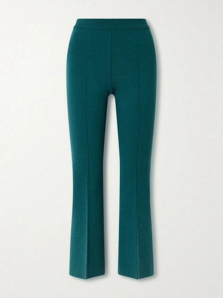  High Sport High Sport - Kick Cropped Wool-blend Flared Pants - Teal 