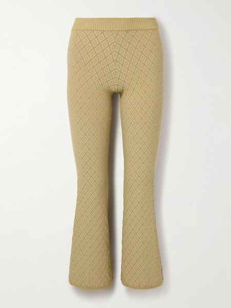  High Sport High Sport - Kick It Cropped Cotton-blend Jacquard Flared Pants - Beige 
