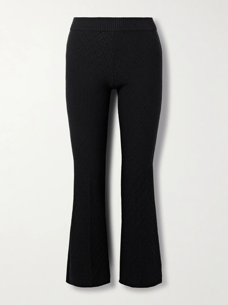  High Sport High Sport - Kick It Cropped Cotton-blend Jacquard Flared Pants - Black 