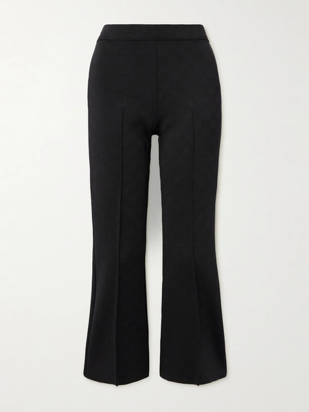  High Sport High Sport - Nsfw Crop Kick Checked Stretch-knit Flared Pants - Black 