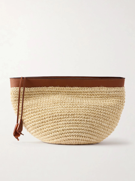  Hunting Season Hunting Season - Leather-trimmed Raffia Clutch - Neutral 